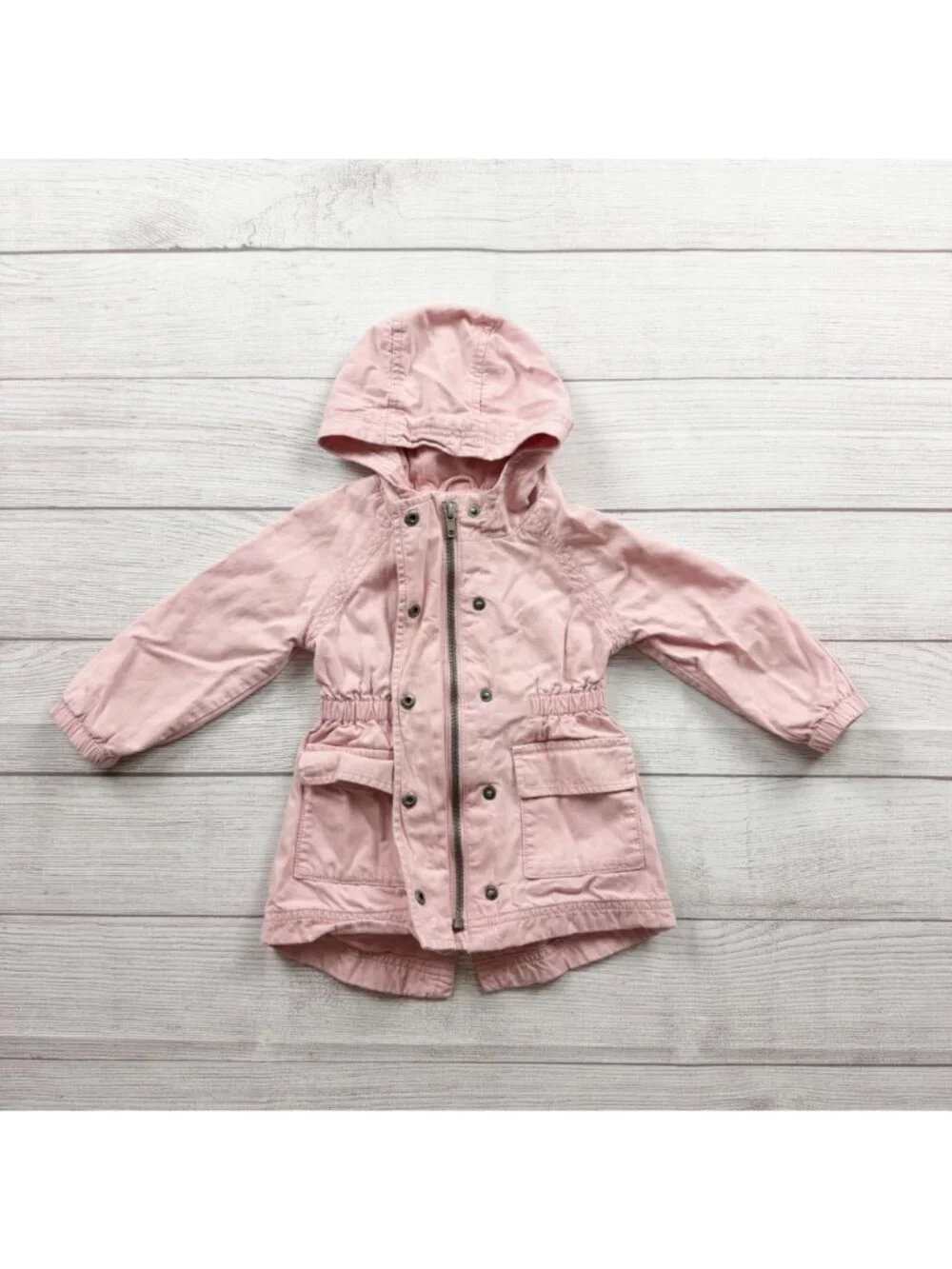 Old Navy Baby Girls Hooded Pink Lightweight Jacket Snap Front 18-24 Months